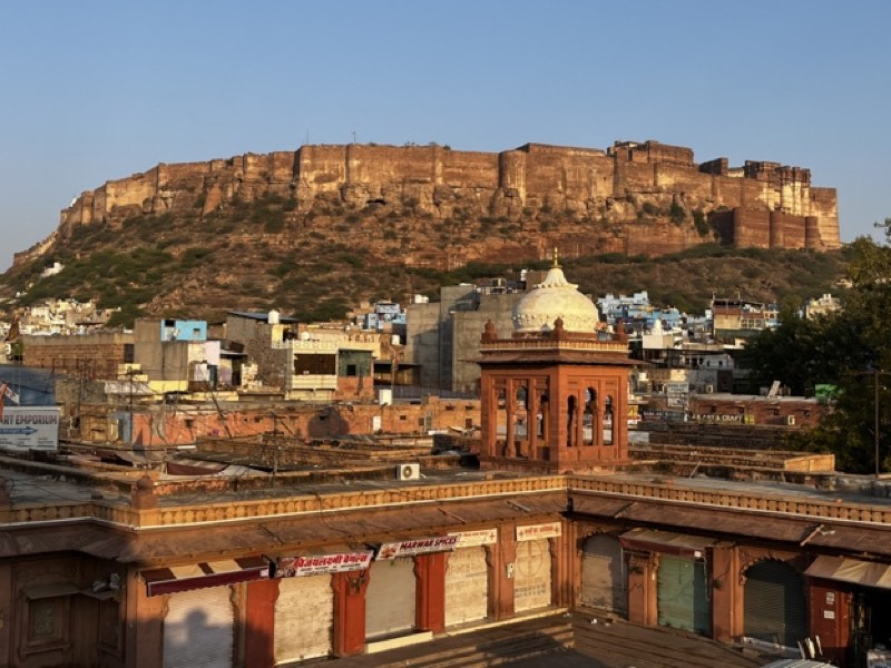 Mehrangarh Fort rising above the old city rooftops