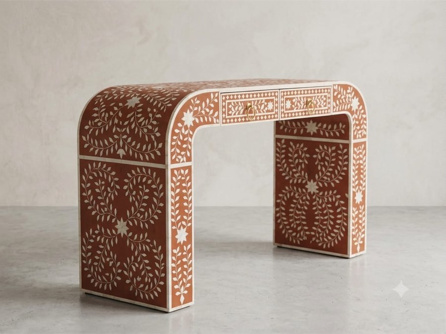 A bone-inlay console table from the export furniture market
