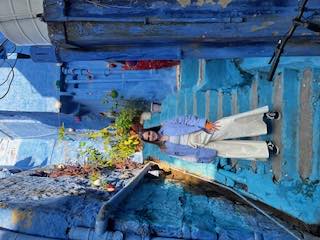 Climbing the painted stairway