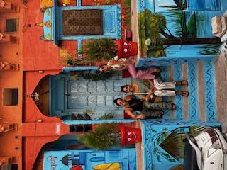 A vivid painted facade near the lanes
